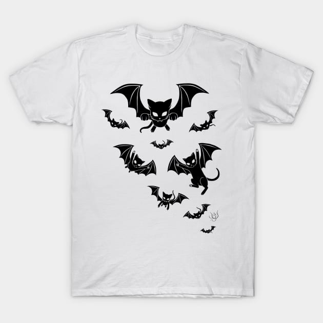 Batcat black and white 2 T-Shirt by BastetLand